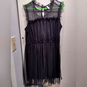 Gothic Wednesday Addams lace panel dress.
